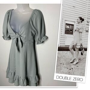 Double Zero Puff Sleeve Mini Dress in Sage